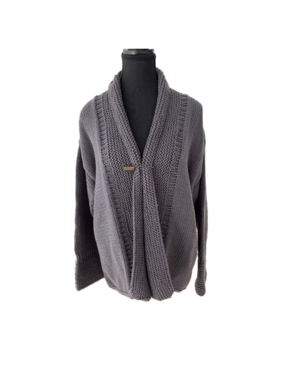 PURE HANDKNIT Chunky Knit Open Front Cardigan Cozy NWT Neutral Layer Lagenlook